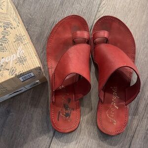 Free People Red Leather Sandals